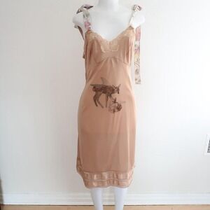fawn graphic lace trim slip dress